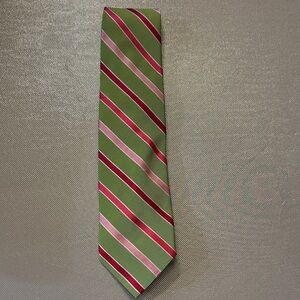 Bruce Baird & Co Green and multi pink Striped Men's Tie